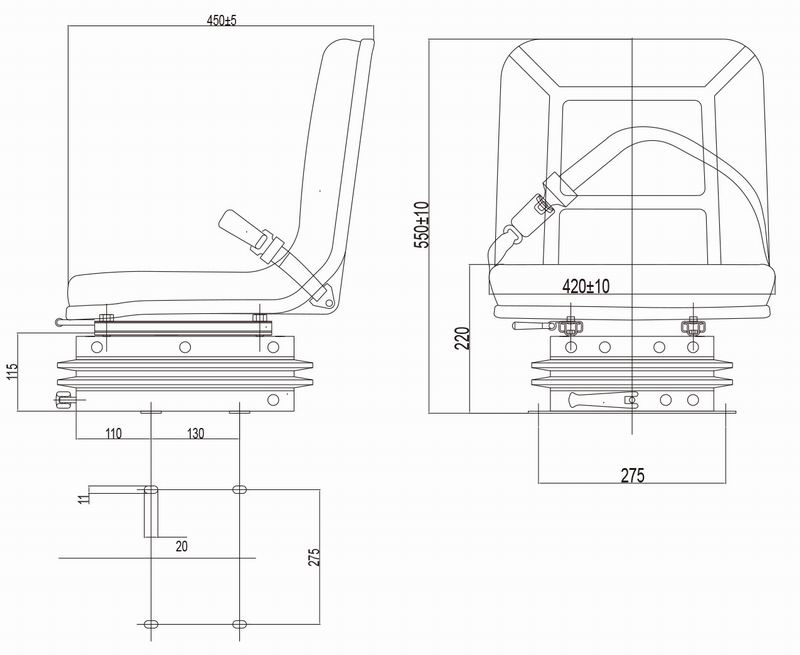 QC-WDT200型拖拉機減震座椅-2